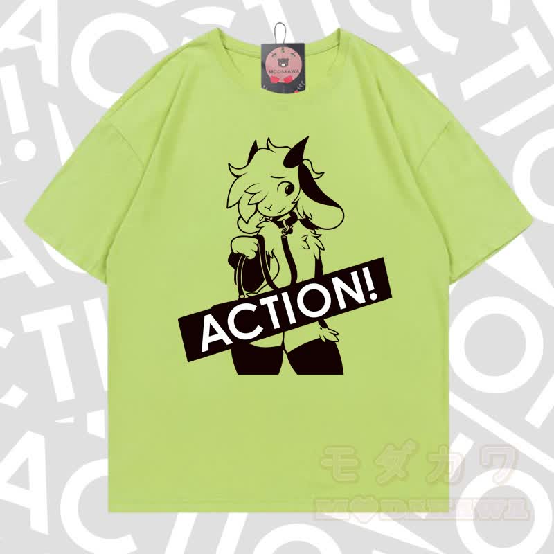 MODAKAWA X zarckets ACTION Goat Graphic 100% Baumwoll-T-Shirt - Avocadogrün - 5XL - image 7