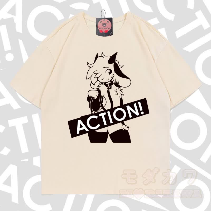 MODAKAWA X zarckets ACTION Goat Graphic 100% Baumwoll-T-Shirt - Aprikose - 5XL - image 6