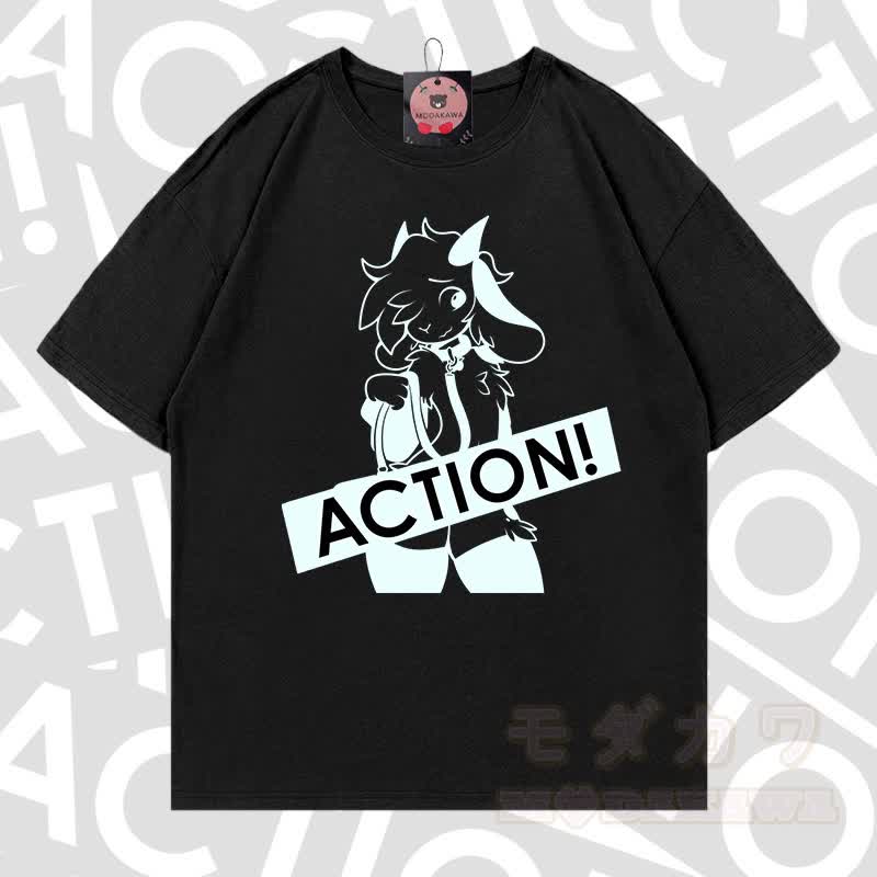 MODAKAWA X zarckets ACTION Goat Graphic 100% Baumwoll-T-Shirt - Schwarz - 5XL - image 2