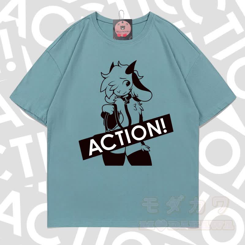MODAKAWA X zarckets ACTION Goat Graphic 100% Baumwoll-T-Shirt - Mineralgrün - 5XL - image 1