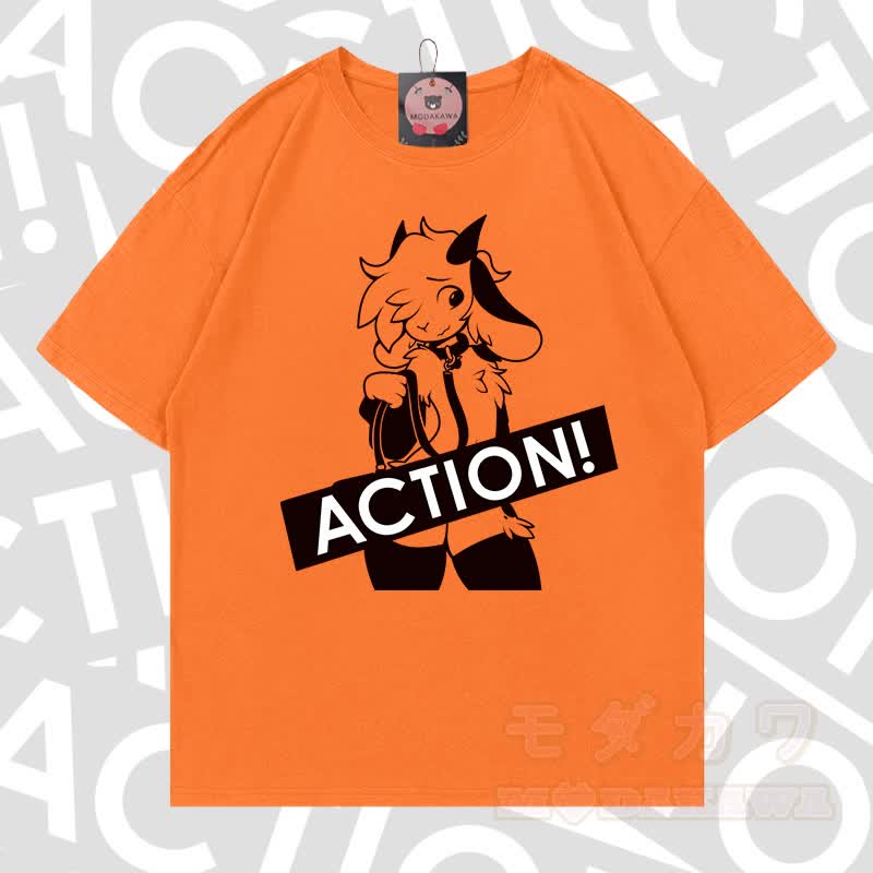 MODAKAWA X zarckets ACTION Goat Graphic 100% Baumwoll-T-Shirt - Orange - 5XL - image 19