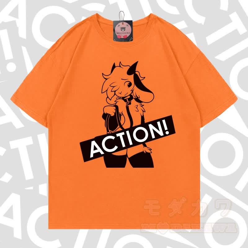 MODAKAWA X zarckets ACTION Goat Graphic 100% Baumwoll-T-Shirt - Orange - 5XL - image 19