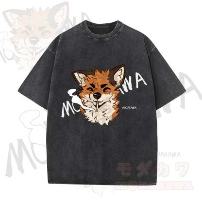 MODAKAWA X atka Lustiges Fuchs-Grafik-Vintage-Waschungs-T-Shirt - Schwarz - 5XL - image 1