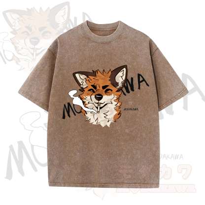 MODAKAWA X atka Lustiges Fuchs-Grafik-Vintage-Waschungs-T-Shirt - Braun - 5XL - image 4