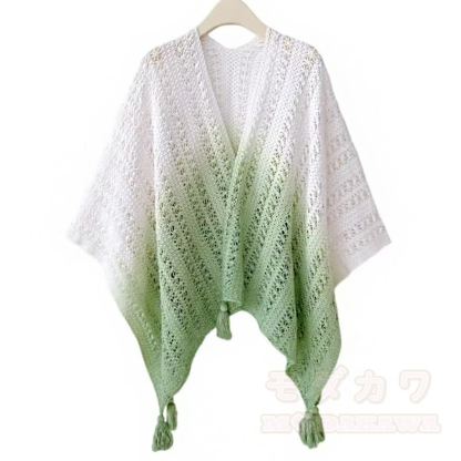 Sommerliches Blumenkleid mit passendem, durchbrochenem Schal im Farbverlauf, zweiteiliges Set - Schal - 4XL - image 4