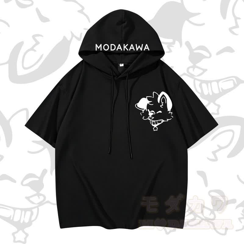 MODAKAWA Kurzarm-Hoodie mit lustigem Hundemotiv – Lustiger Hunde-Hoodie - Schwarz - 3XL - image 3