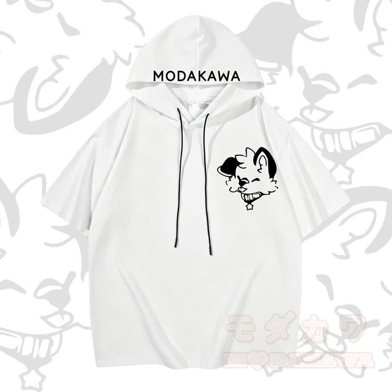 MODAKAWA Kurzarm-Hoodie mit lustigem Hundemotiv – Lustiger Hunde-Hoodie - Weiß - 3XL - image 2