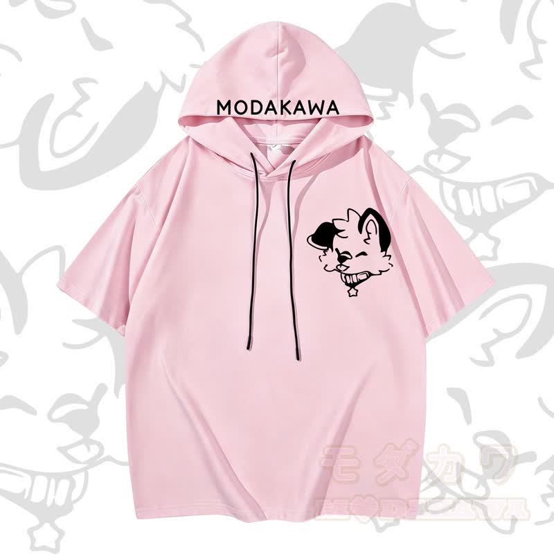 MODAKAWA Kurzarm-Hoodie mit lustigem Hundemotiv – Lustiger Hunde-Hoodie - Rosa - 3XL - image 5