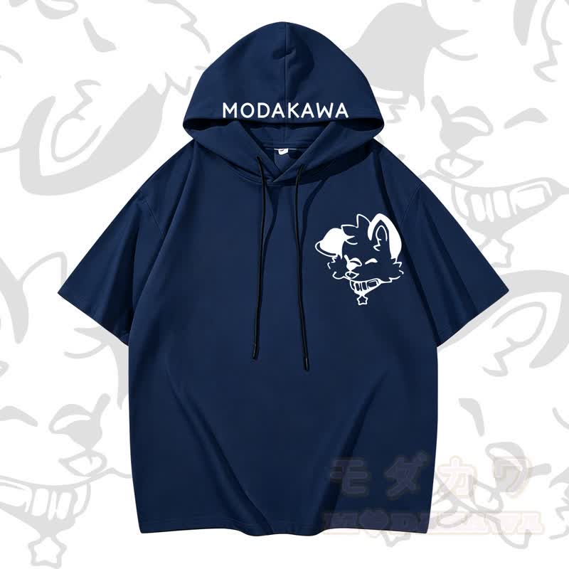 MODAKAWA Kurzarm-Hoodie mit lustigem Hundemotiv – Lustiger Hunde-Hoodie - Marine - 3XL - image 4