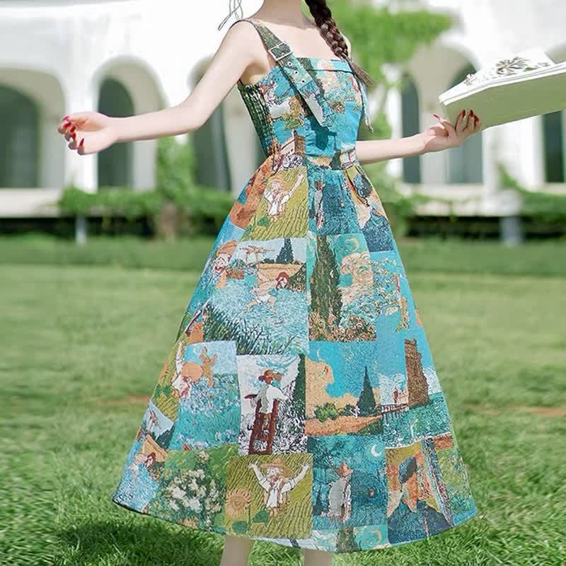 Zweiteiliges Set aus Hemd und Kleid mit Ölgemälde-Print - image 4