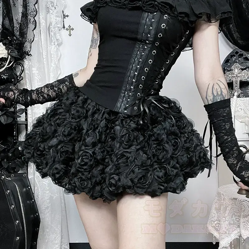 Süßes zweiteiliges Set aus Spitze mit Rüschen im Gothic-Stil und eckigem Ausschnitt - image 3