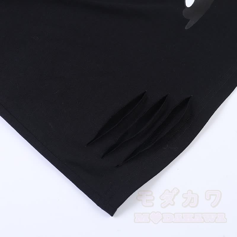 Süßes Kawaii-Teufelsmädchen-Print, Oversize-T-Shirt mit schulterfreiem Oberteil und kurzen Ärmeln - image 5