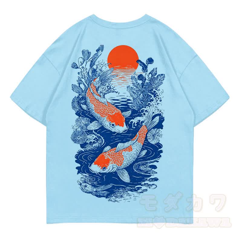 MODAKAWA Print Loose Summer Kurzarm-T-Shirt - Himmelblau - 5XL - image 9