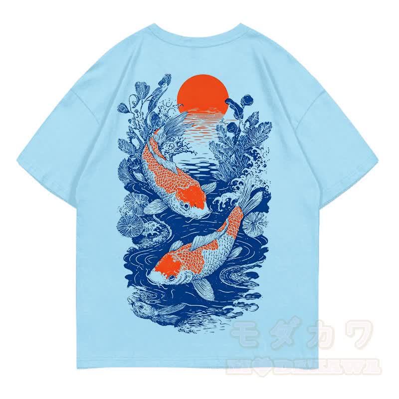 MODAKAWA Print Loose Summer Kurzarm-T-Shirt - Himmelblau - 5XL - image 9