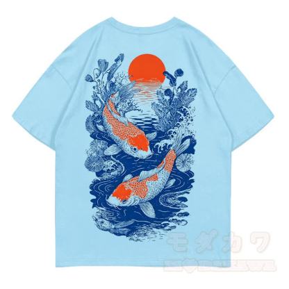 MODAKAWA Print Loose Summer Kurzarm-T-Shirt - Himmelblau - 5XL - image 9