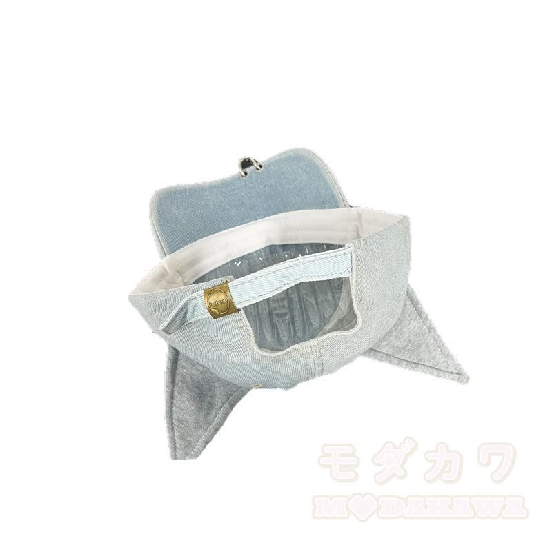 Y2K Distressed Denim Cat Ear Gothic Summer Baseball Cap - image 4