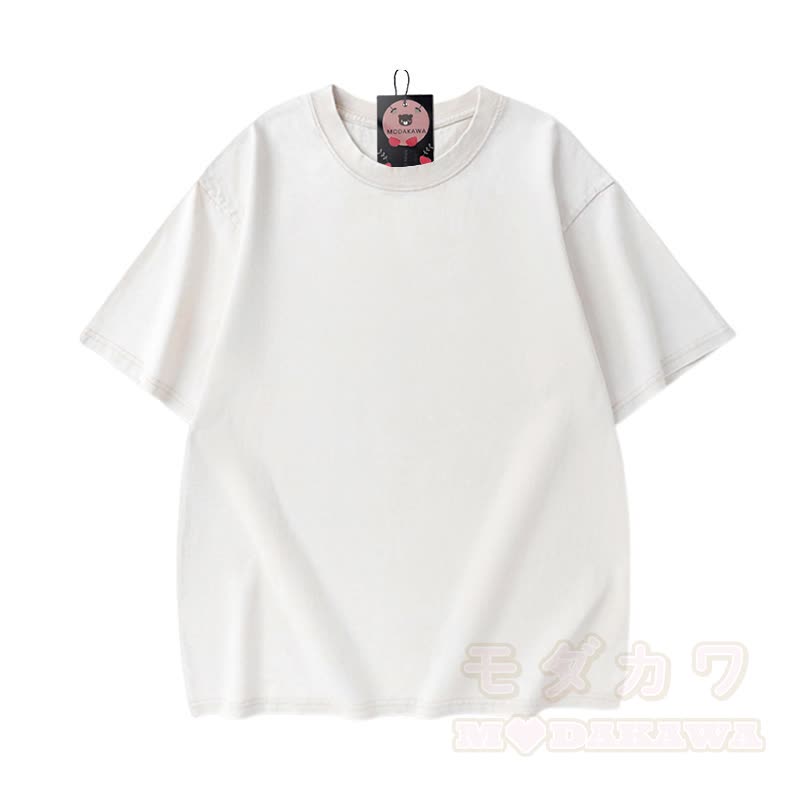 Modakawa Marine Fish Print Washed Loose Oversized Kurzarm-T-Shirt - image 2