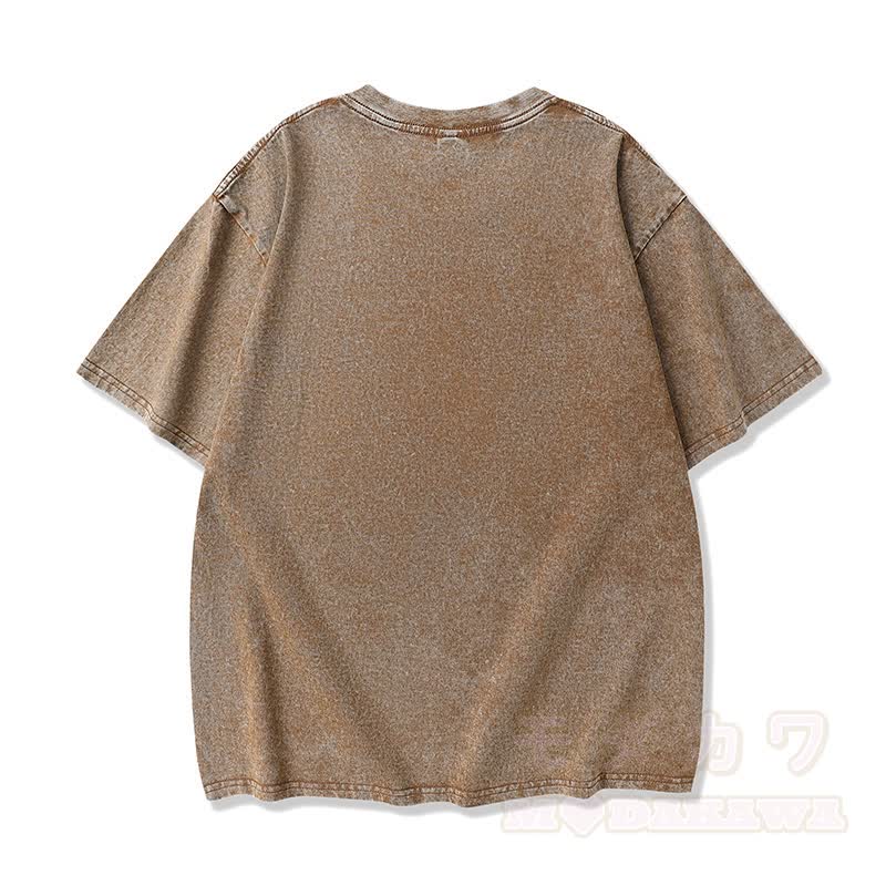 MODAKAWA Vintage-Top aus gewaschener, übergroßer Baumwolle mit traditionellem japanischem Schriftzeichen-Print und kurzen Ärmeln - image 3