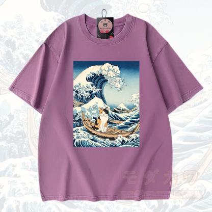 MODAKAWA Anime Grafik Vintage gewaschenes T-Shirt aus 100% Baumwolle - Lila - 3XL - image 6