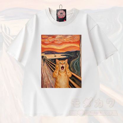 MODAKAWA T-Shirt aus 100 % Baumwolle mit niedlichem Katzenmotiv im Vintage-Stil - Weiß - 3XL - image 4