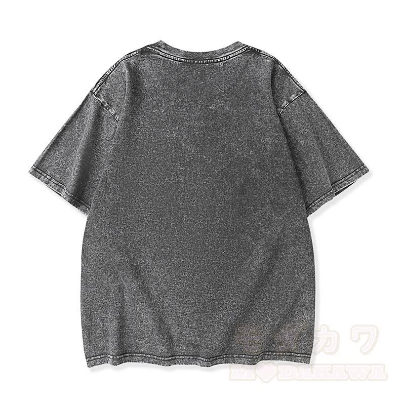 MODAKAWA Vintage Washed White Rabbit Moon Print Cotton Loose Oversized Kurzarm-T-Shirt  - image 2