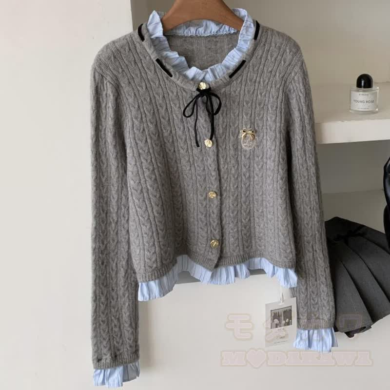 Süßes Stricktop und Faltenrock, zweiteiliges Set - Spitze - 3XL - image 3