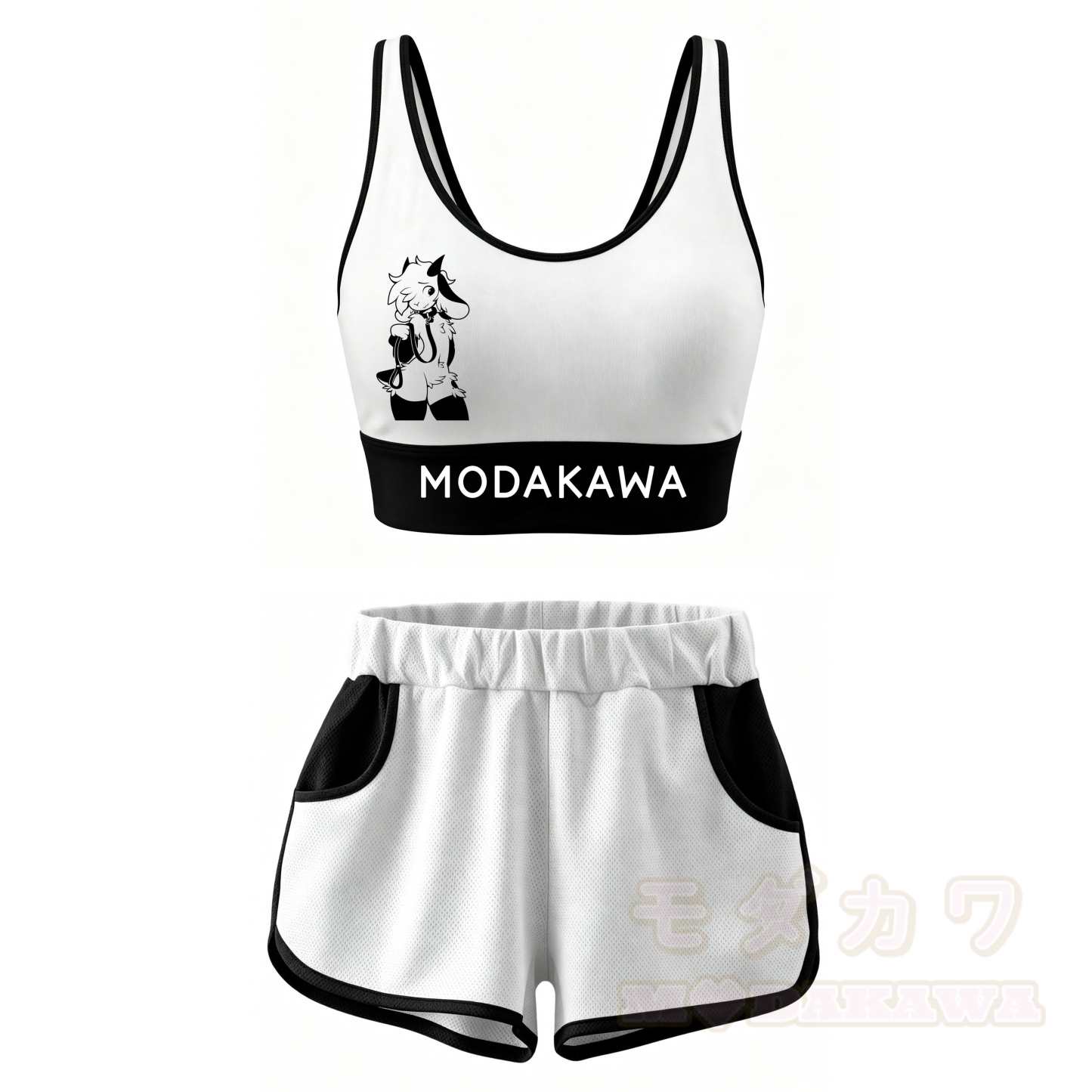 MODAKAWA X zarckets Goat Graphic Crop Tank Tank Sport Top Shorts Matching Outfit - Satz - 5XL - image 1