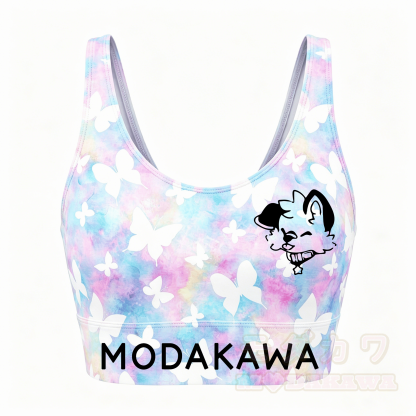 MODAKAWA X popipeko Butterfly Puppy Grafik Crop Tank Top Sport Shorts Passendes Outfit - Top A - 5XL - image 3