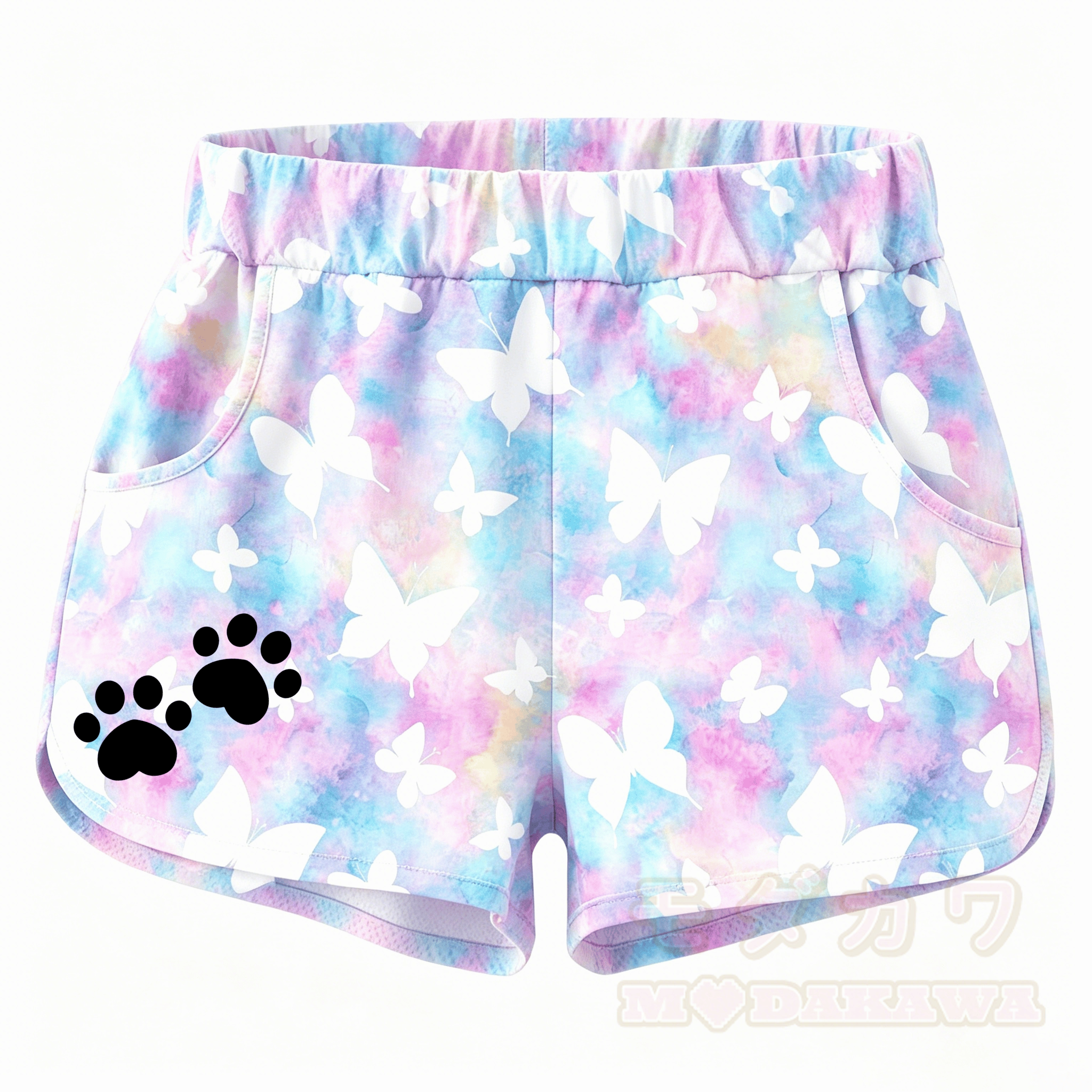MODAKAWA X popipeko Butterfly Puppy Grafik Crop Tank Top Sport Shorts Passendes Outfit - Shorts A - 5XL - image 5