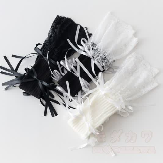 Lolita Sweet Ribbon Bow Lace Over the Knee Socken - image 6