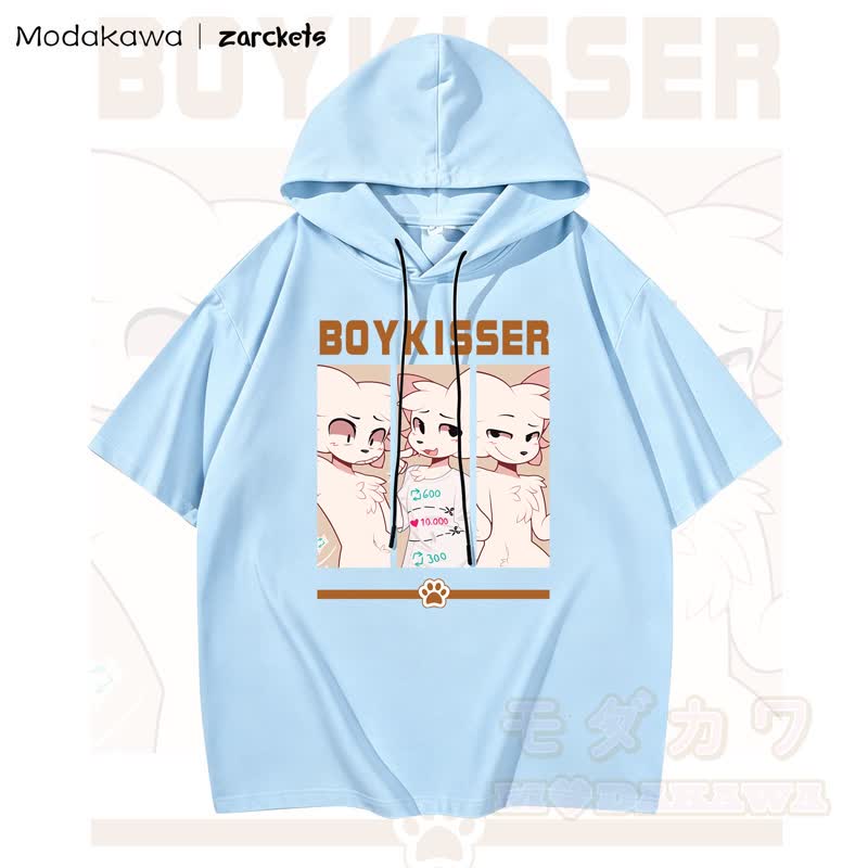MODAKAWA X zarckets BOYKISSER Katzenprint Hoodie T-Shirt  - Himmelblau - 3XL - image 3