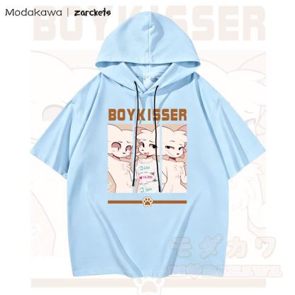 MODAKAWA X zarckets BOYKISSER Katzenprint Hoodie T-Shirt  - Himmelblau - 3XL - image 3