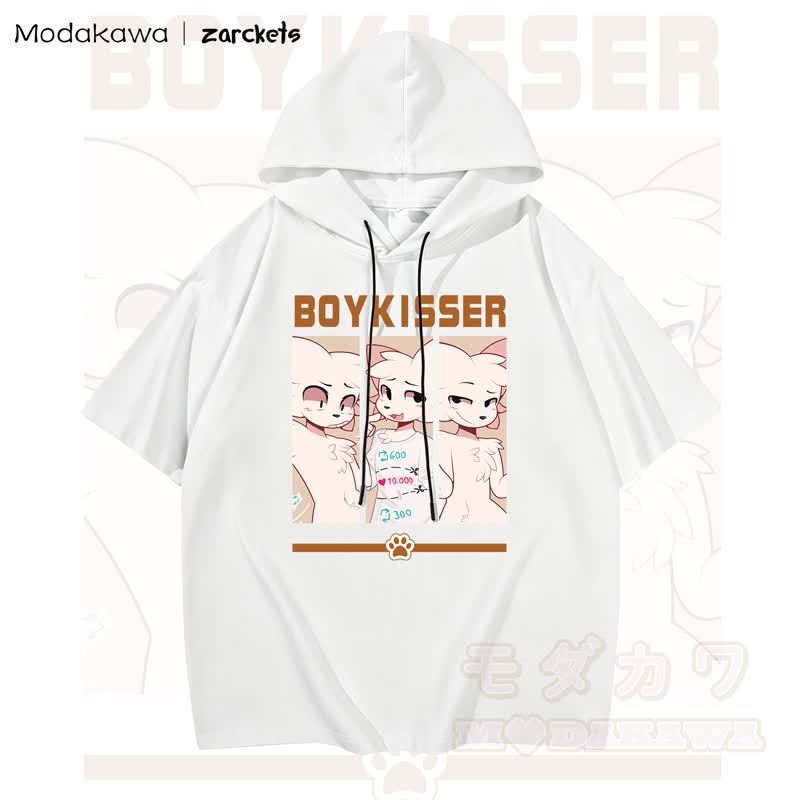 MODAKAWA X zarckets BOYKISSER Katzenprint Hoodie T-Shirt  - Weiß - 3XL - image 2