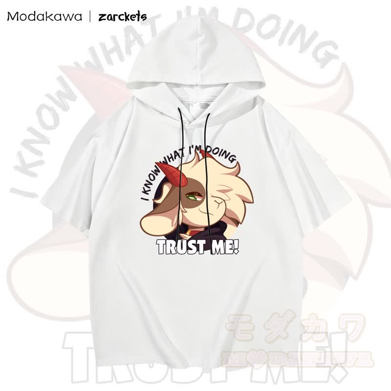 MODAKAWA X zarckets TRUST ME Hoodie T-Shirt mit Ziegenprint  - Weiß - 3XL - image 2