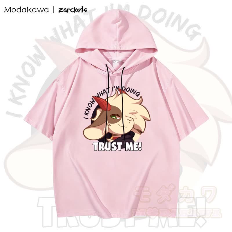 MODAKAWA X zarckets TRUST ME Hoodie T-Shirt mit Ziegenprint  - Rosa - 3XL - image 4