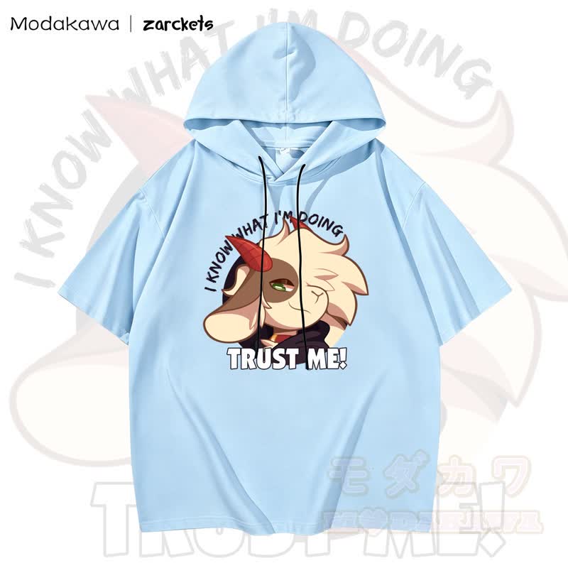MODAKAWA X zarckets TRUST ME Hoodie T-Shirt mit Ziegenprint  - Himmelblau - 3XL - image 3