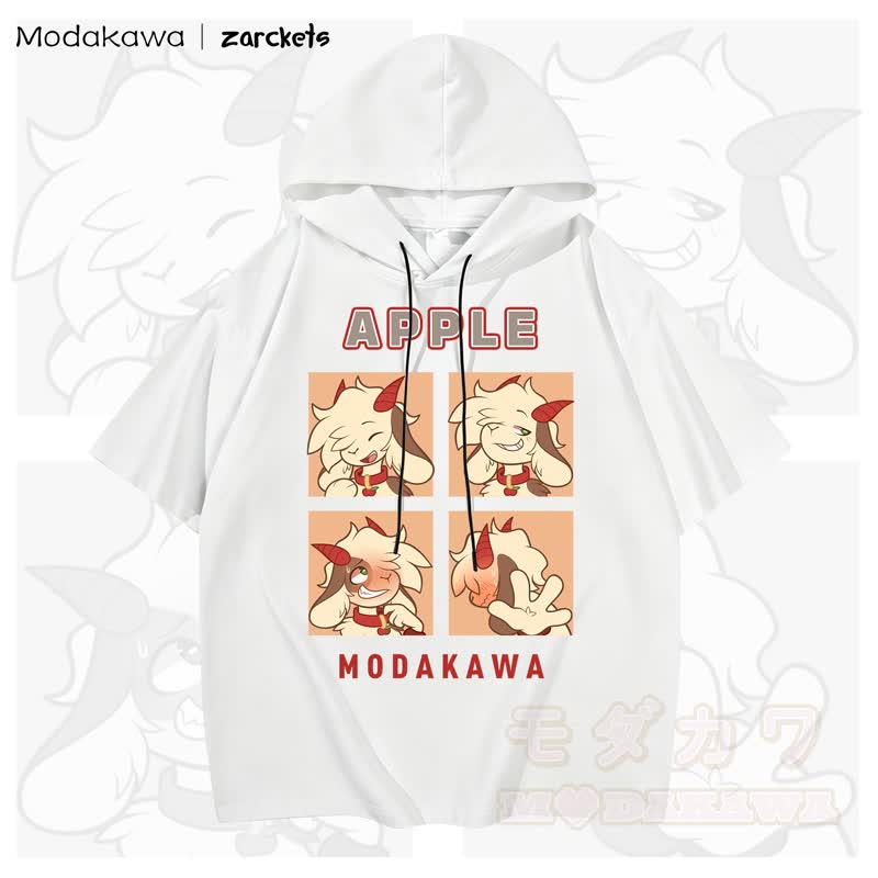 MODAKAWA X zarckets APPLE Goat Print Stripes Hoodie T-Shirt - Weiß - 3XL - image 3