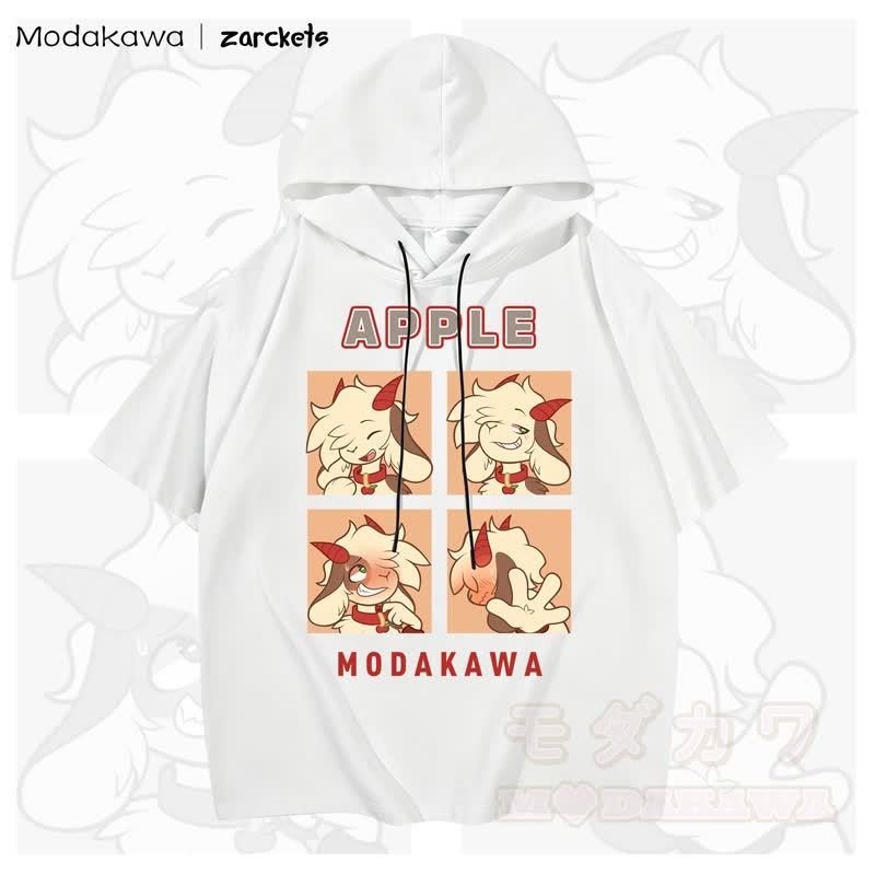 MODAKAWA X zarckets APPLE Goat Print Stripes Hoodie T-Shirt - Weiß - 3XL - image 3