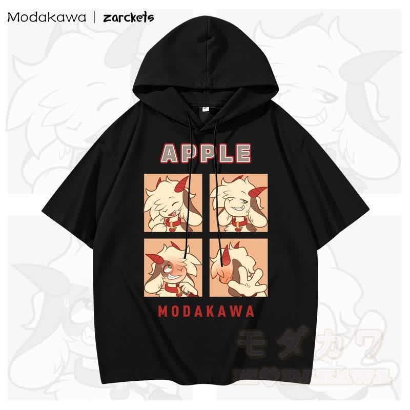 MODAKAWA X zarckets APPLE Goat Print Stripes Hoodie T-Shirt - Schwarz - 3XL - image 2