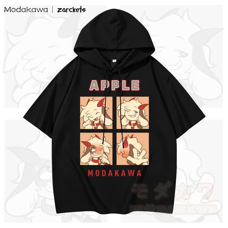 MODAKAWA X zarckets APPLE Goat Print Stripes Hoodie T-Shirt - Schwarz - 3XL - image 2