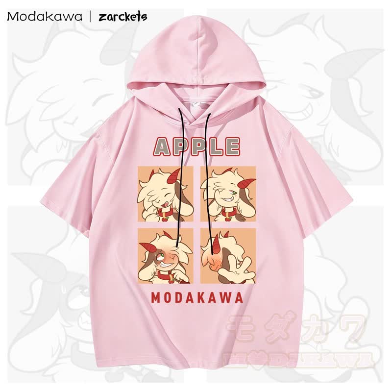 MODAKAWA X zarckets APPLE Goat Print Stripes Hoodie T-Shirt - Rosa - 3XL - image 5