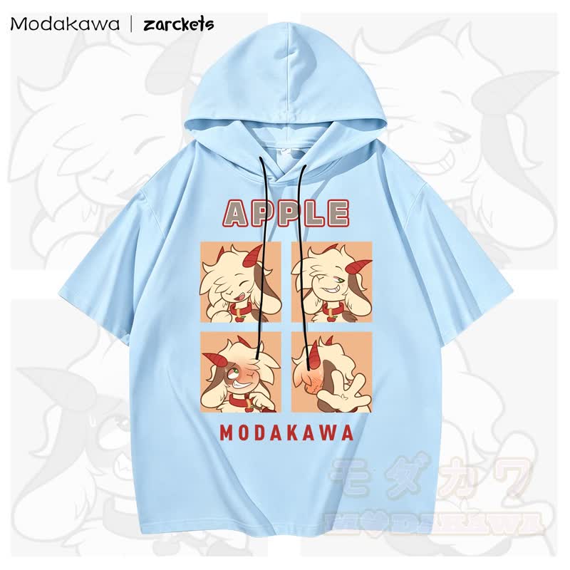 MODAKAWA X zarckets APPLE Goat Print Stripes Hoodie T-Shirt - Himmelblau - 3XL - image 4