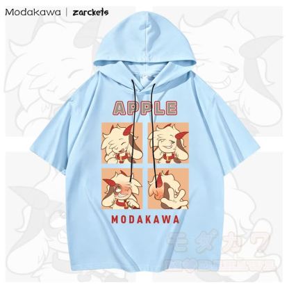 MODAKAWA X zarckets APPLE Goat Print Stripes Hoodie T-Shirt - Himmelblau - 3XL - image 4