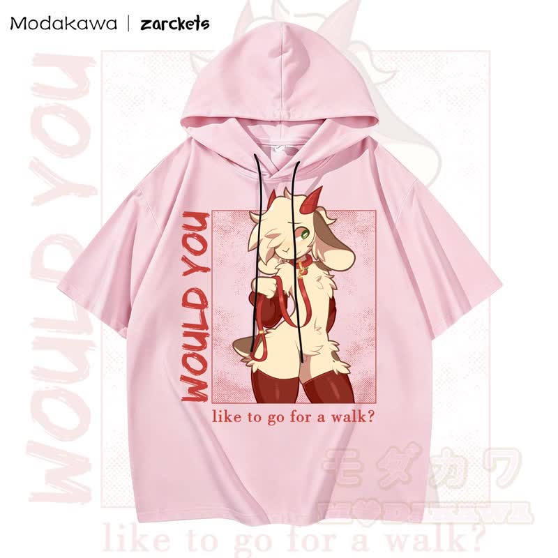 MODAKAWA X zarckets WOULD YOU Hoodie T-Shirt mit Ziegenprint - Rosa - 3XL - image 5