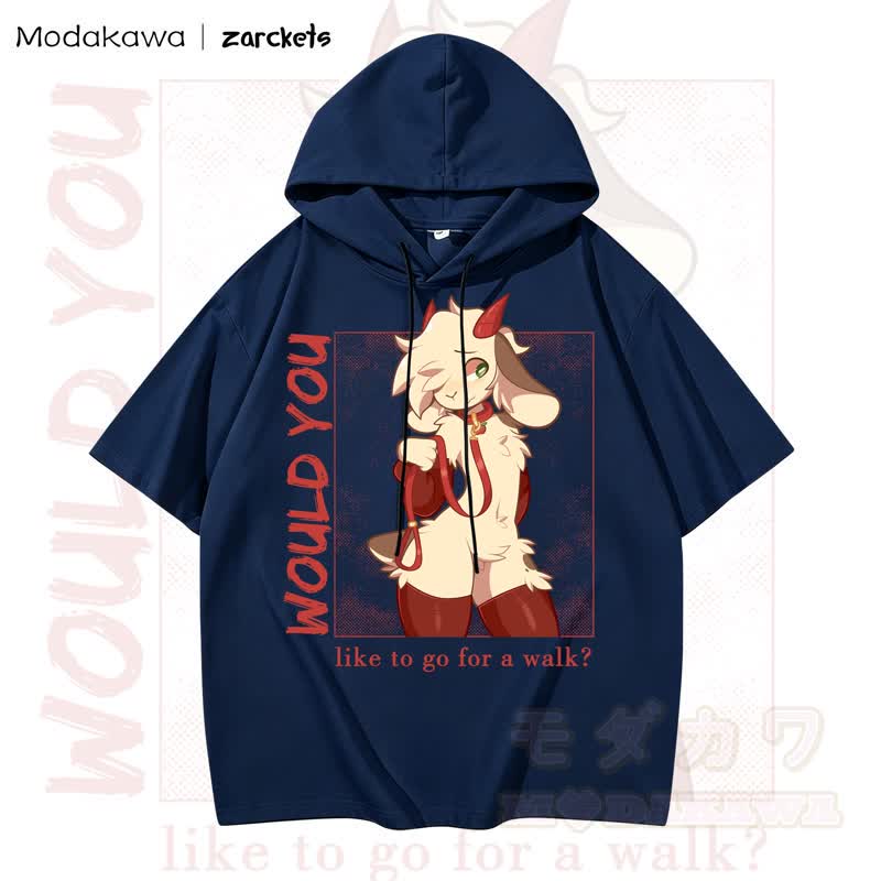 MODAKAWA X zarckets WOULD YOU Hoodie T-Shirt mit Ziegenprint - Marineblau - 3XL - image 2