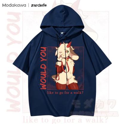 MODAKAWA X zarckets WOULD YOU Hoodie T-Shirt mit Ziegenprint - Marineblau - 3XL - image 2