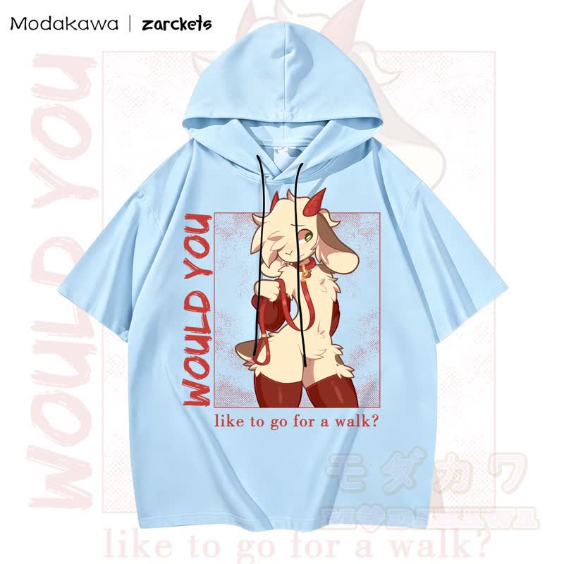 MODAKAWA X zarckets WOULD YOU Hoodie T-Shirt mit Ziegenprint - Himmelblau - 3XL - image 4