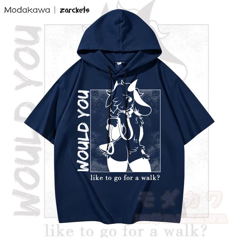 MODAKAWA X zarckets WOULD YOU Niedlicher Hoodie mit Ziegenprint T-Shirt - Marineblau - 3XL - image 3