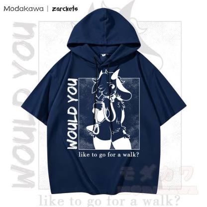 MODAKAWA X zarckets WOULD YOU Niedlicher Hoodie mit Ziegenprint T-Shirt - Marineblau - 3XL - image 3