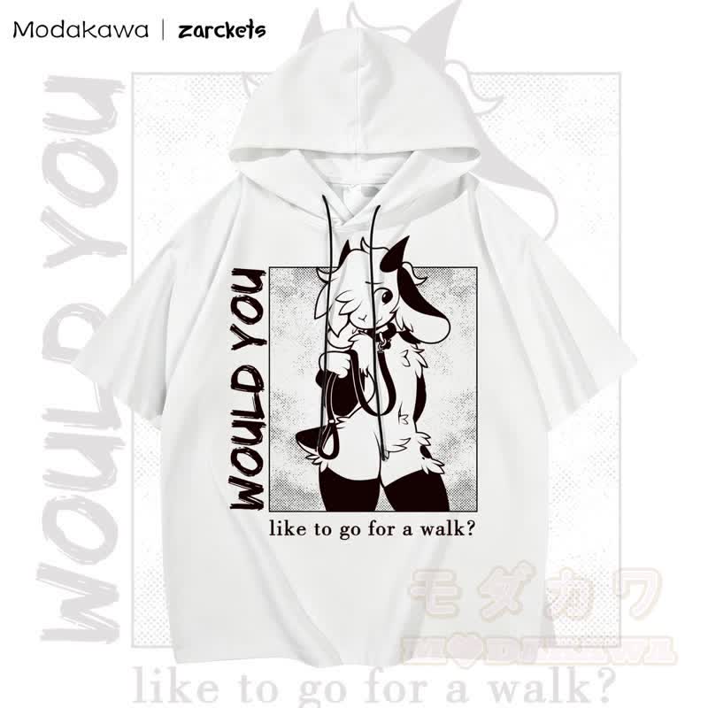 MODAKAWA X zarckets WOULD YOU Niedlicher Hoodie mit Ziegenprint T-Shirt - Weiß - 3XL - image 2